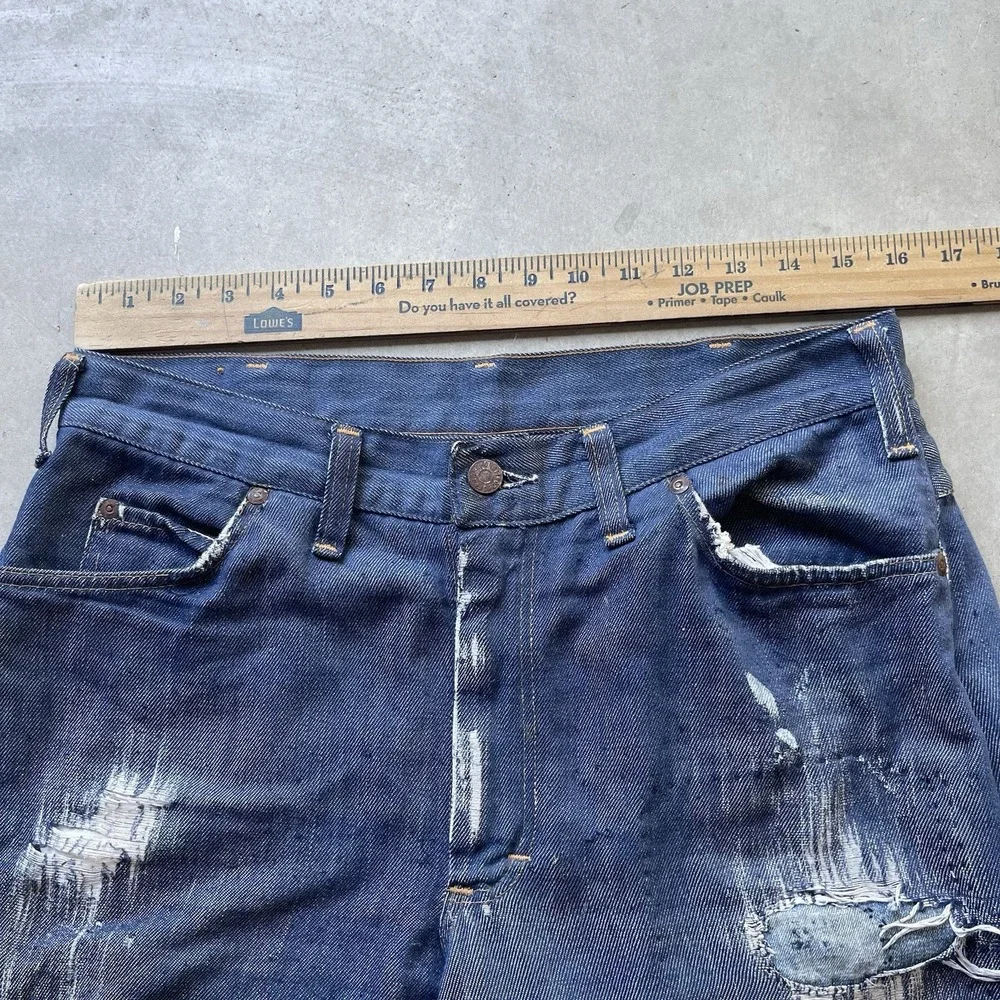 Vintage‎ 50s 60s Ranchcraft Jeans Blue Distressed Repaired Denim USA Talon 32x30
